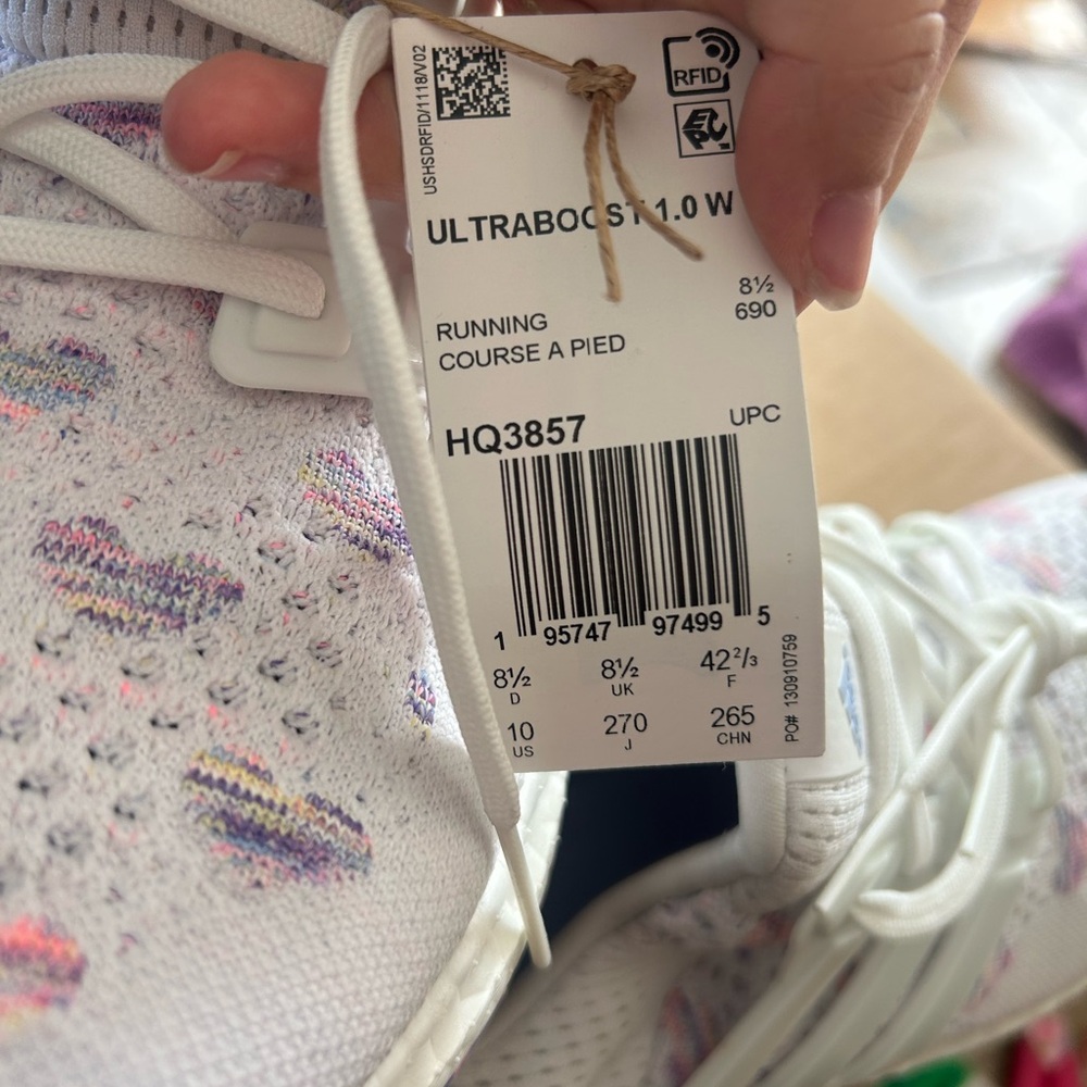 Adidas White and Multicolor Ultraboost Shoes - Picture 6 of 6